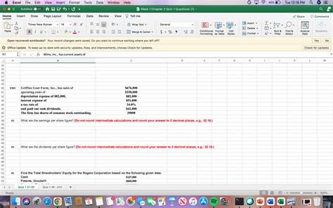 Solved Excel File Edit View Insert Format Tools Data Window Help