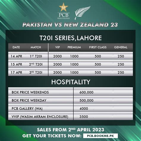 Tickets For Pak V Nz T Is Available From Sunday Press Release Pcb