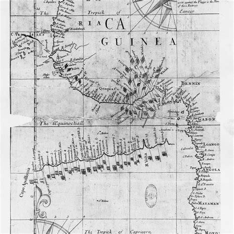 1. British map of West Africa circa 1773, with flags marking the ...