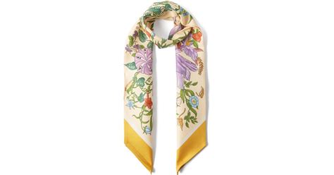 Gucci Floral Print Silk Twill Scarf Lyst