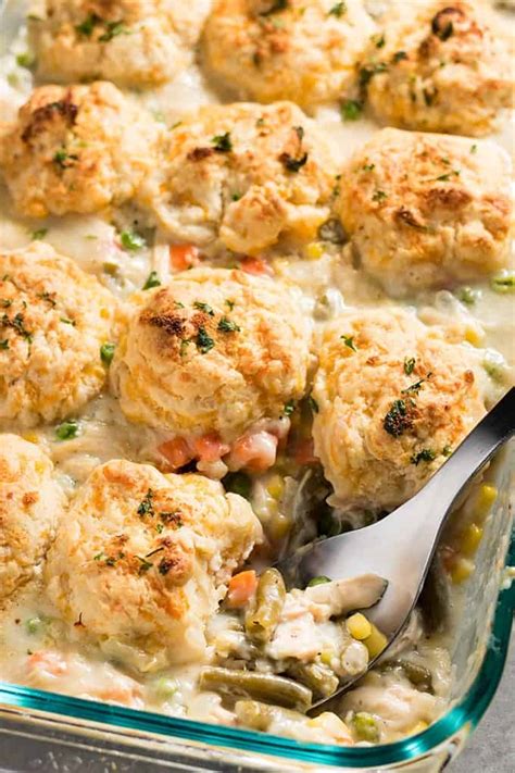 Chicken Pot Pie Casserole With Cheddar Biscuit Topping The Salty Marshmallow