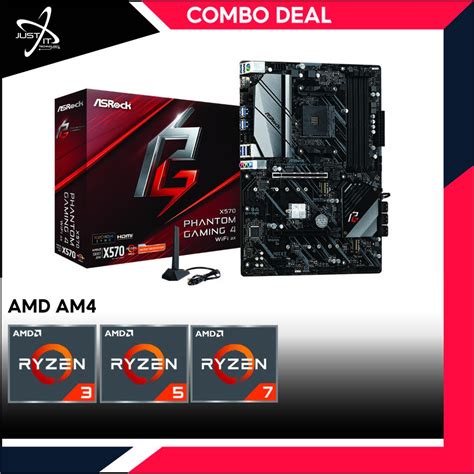 ASROCK X570 PHANTOM GAMING 4 WI-FI AX AM4 MAINBOARD COMBO RYZEN 5 3600 ...