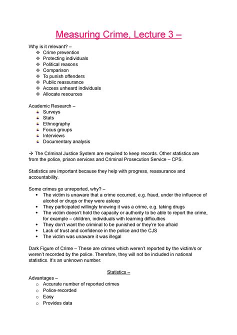 Measuring Crime Lecture Notes 3 Measuring Crime Lecture 3 Why Is