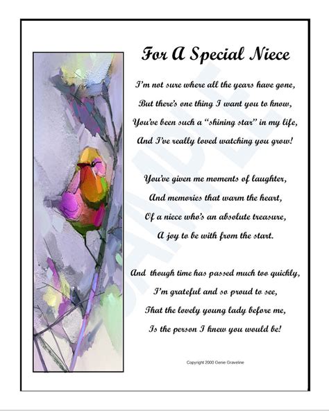 Poem For A Special Niece Niece Poem Niece Graduation T Nieces Birthday Nieces 18th 21st 30th