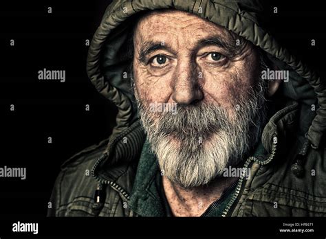 Homeless Senior Man Portrait Stock Photo Alamy