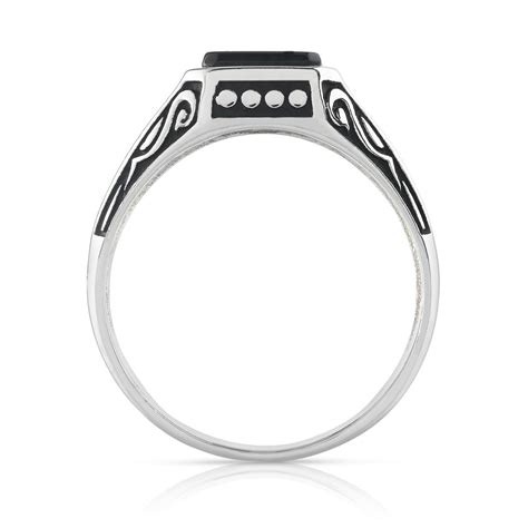 Bague Argent Onyx Imitation Rectangulaire Maty