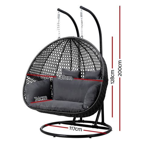 Gardeon Outdoor Egg Swing Chair Hanging Pod Chair Wicker Cushion 2 Per