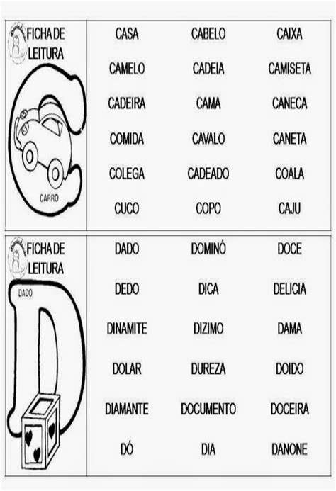 Ficha De Leitura Para Alfabetização Silabas Simples