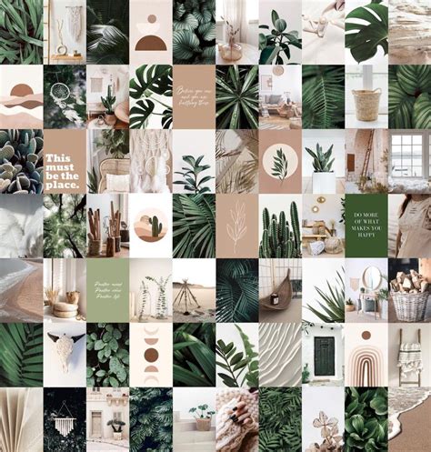 Wall Collage Kit Botanical Boho Aesthetic Digital Download 70 Pcs