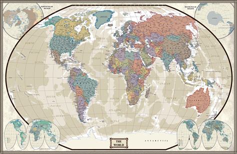 Swiftmaps World Contemporary Premier Wall Map Poster Mural 24h X 36w Laminated