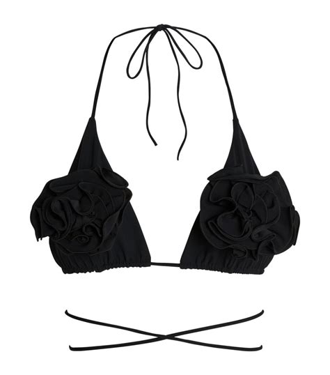 Magda Butrym Black Rose Appliqu Triangle Bikini Top Harrods Uk