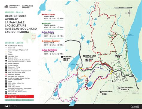 Cartes Des Sentiers De Randonnée Parc National De La Mauricie