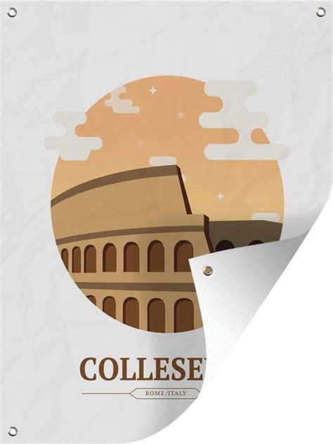 Muurdecoratie Buiten Tekening Van Het Colosseum In Een Cirkel X