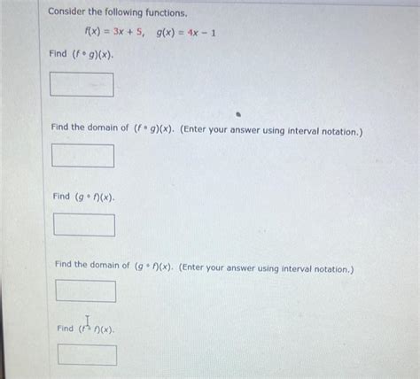 Solved Consider The Following Functions F X 3x 5 G X