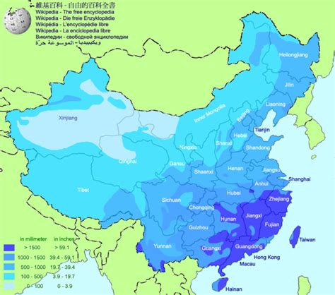 Map : Average annual precipitation in China - Infographic.tv - Number ...