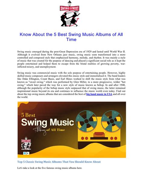 Know About The 5 Best Swing Music Albums Of All Time By Swing Street