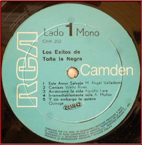 Dante42 Disco 33 Vinilo Lp Longplay Los Exitos Toña La Negra Cuotas