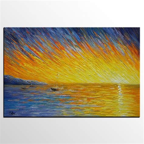 Abstract Art Boat Oil Painting Wall Art Large Art Original Etsy