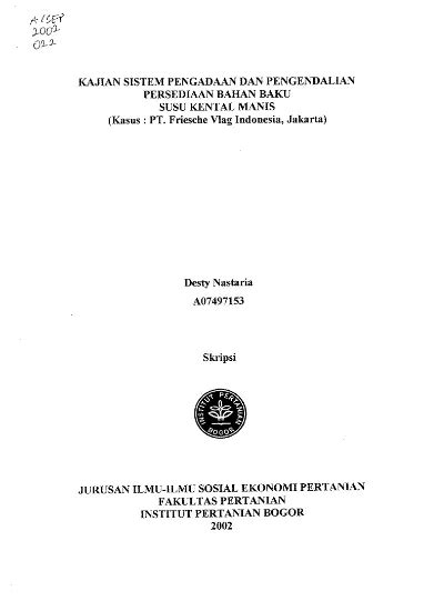 Kajian Sistem Pengadaan Dan Pengendalian Persediaan Bahan Baku Susu