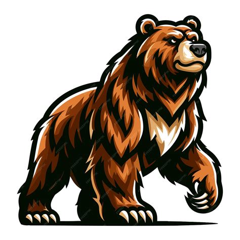 Premium Vector Strong Body Muscle Wild Beast Grizzly Bear Mascot