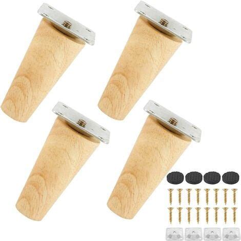 CCYKXA 8cm Straight Lot de 4 Pieds de Canapé Bois Massif Pieds de