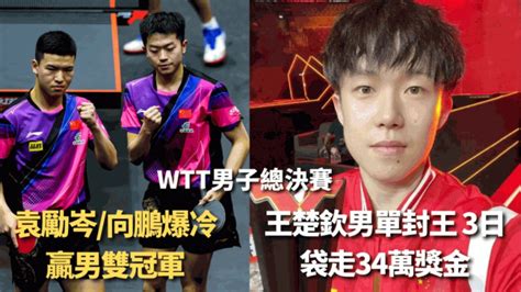 Wtt男子總決賽｜王楚欽男單封王 3日袋走34萬獎金 袁勵岑向鵬爆冷贏男雙冠軍 星島日報