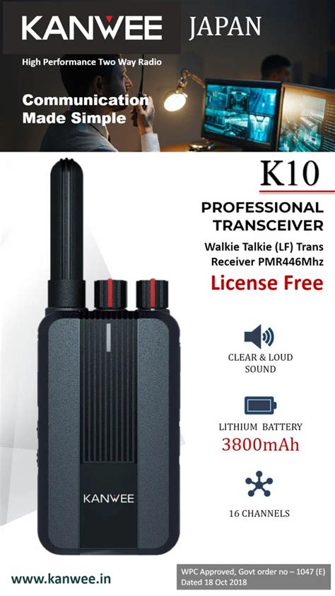 Kanwee K License Free Walkie Talkie Km At Rs Piece In