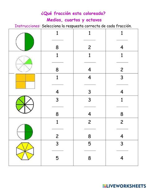 Fractions Review Halves Quarters And Eighths