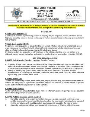 Fillable Online Peddler Application San Jose Police Department Sjpd