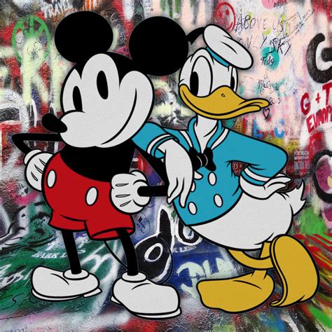 Donald Duck And Mickey Classic Mouse Dis Painting By Tony Rubino