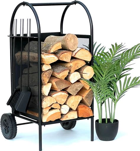 Amazon de DanDiBo Kaminholzregal XXL Schwarz Kaminholzständer 150 cm