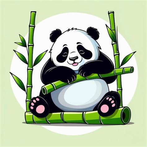 Premium Photo Vector Cute Panda Sleeping On Bamboo