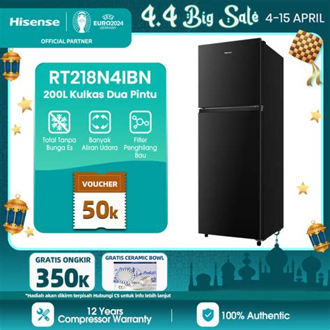 Hisense Kulkas Pintu Rt N Ibn L Gross Capacity Blackno