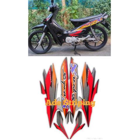 STIKER STRIPING LIS BODY MOTOR HONDA SUPRA X LAMA 2002 MERAH STANDAR