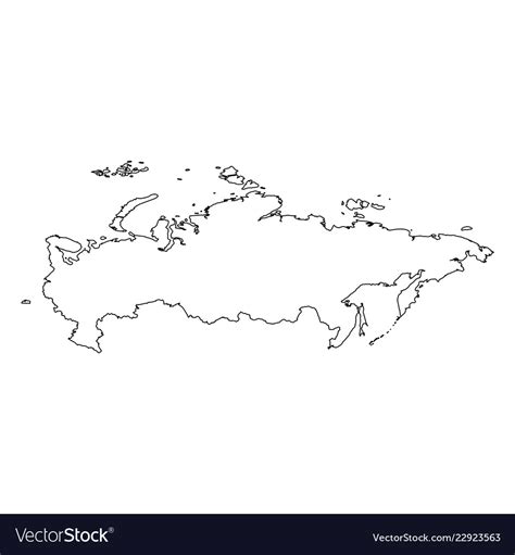 Russia Solid Black Outline Border Map Of Country