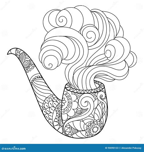 Abstract Smoking Pipe Coloring Book Vector Stock Vector Illustration