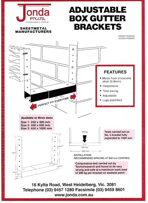 Jonda Adjustable Box Gutter Brackets | Jonda PTY LTD