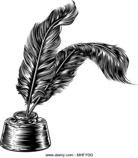 Quill Feather Pens And Ink Well Stock Vector Image Art Alamy Pen