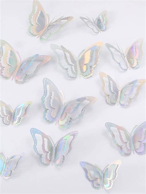 12pcsset Paper Butterfly Sticker Creative Layered Self Adhesive 3d