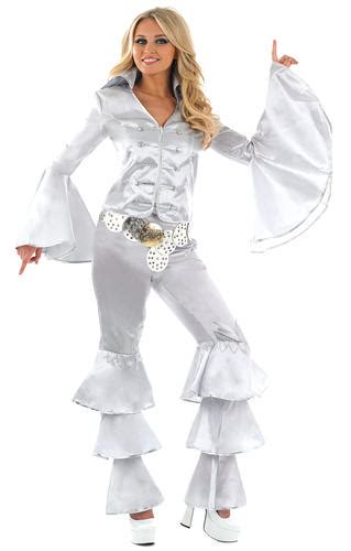 Silver Dancing Queen Ladies Fancy Dress 1970s Disco Fever Womens 70s