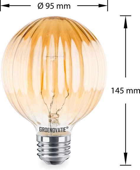 Groenovatie Led Filament Geribbeld Globelamp E27 Fitting Goud 4w