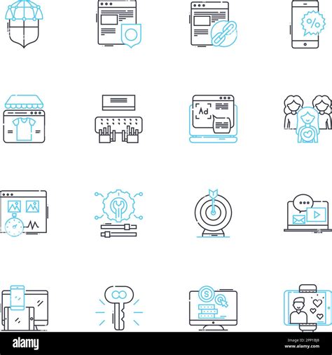 Social Advertising Linear Icons Set Promotions Campaigns Sponsorship