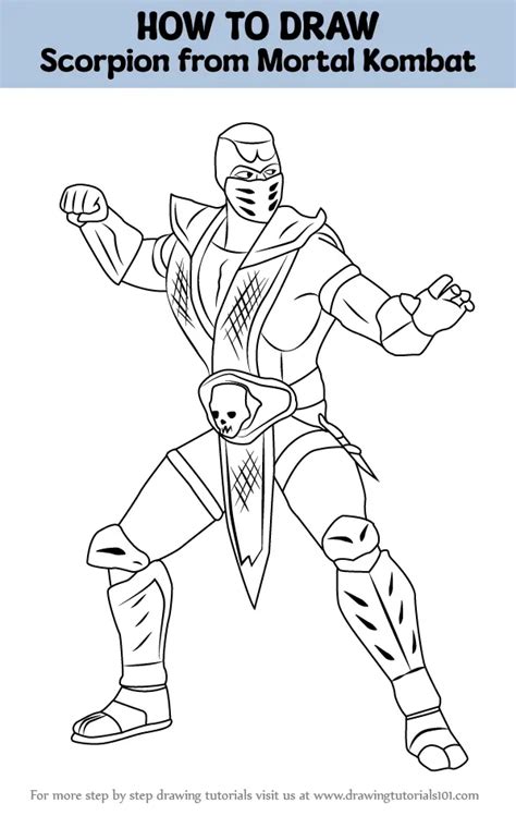 How To Draw Scorpion From Mortal Kombat Mortal Kombat Step By Step