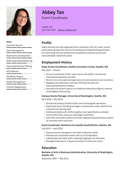 Event Coordinator Resume Examples Templates Resume Io