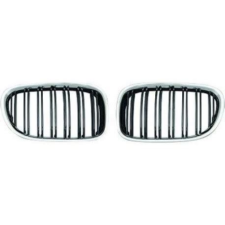 Set De Deux Calandres Design Doubles Lignes Noir Chrome Pour Bmw S Rie