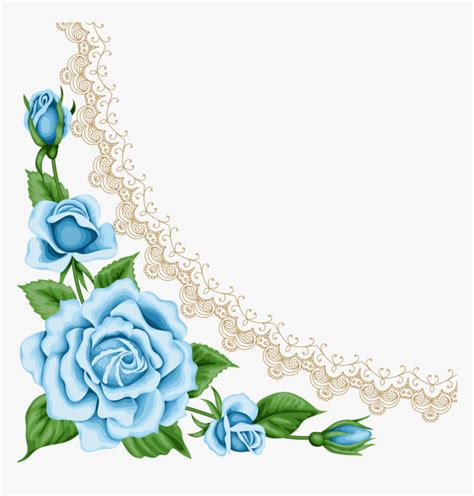 Light Blue Flower Border Clipart Png Download Border Blue Flower