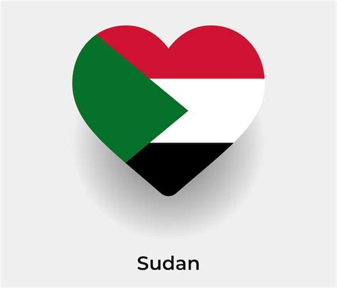 Premium Vector Sudan Flag Heart Shape Icon Vector Illustration