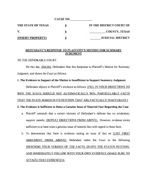 Motion For Summary Judgment Example Complete With Ease Airslate Signnow