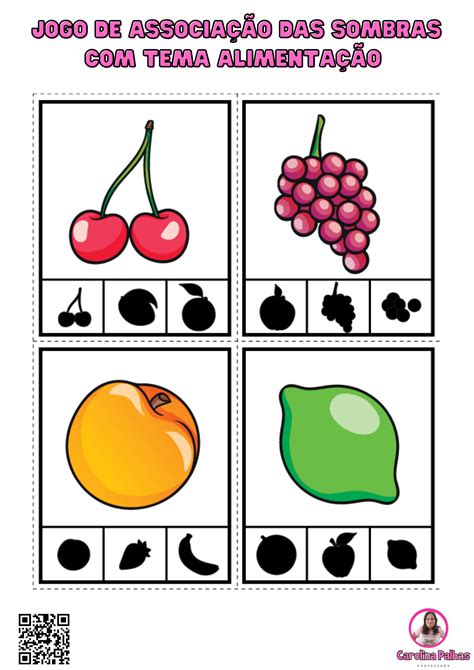 Jogo De Associação Das Frutas Com O Tema Alimentação Professora