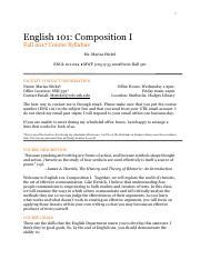 Engl Syllabus Pdf English Composition I Fall